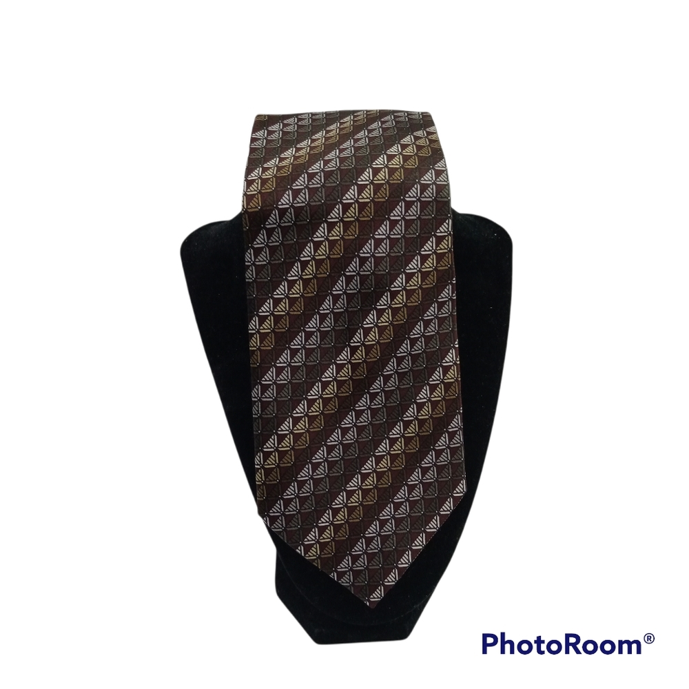 Giorgio Brutini Men's Tie Geoemetric 100% Silk Necktie Brown